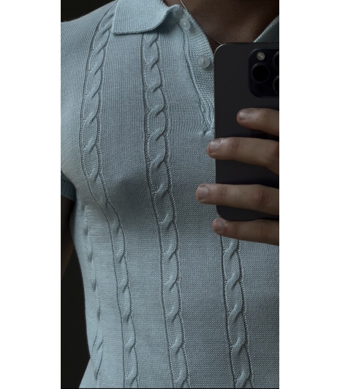POLO YAKA ÖZEL NAKIŞ DESEN DETAYLI TİRKO TSHIRT
