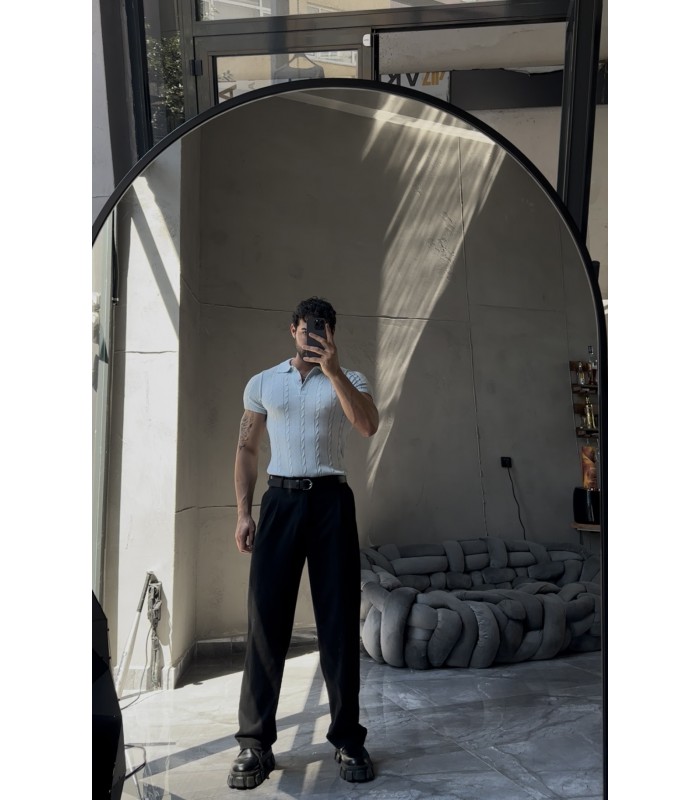 POLO YAKA ÖZEL NAKIŞ DESEN DETAYLI TİRKO TSHIRT