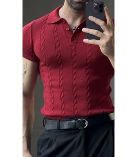 POLO YAKA ÖZEL NAKIŞ DESEN DETAYLI TİRKO TSHIRT