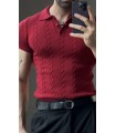 POLO YAKA ÖZEL NAKIŞ DESEN DETAYLI TİRKO TSHIRT