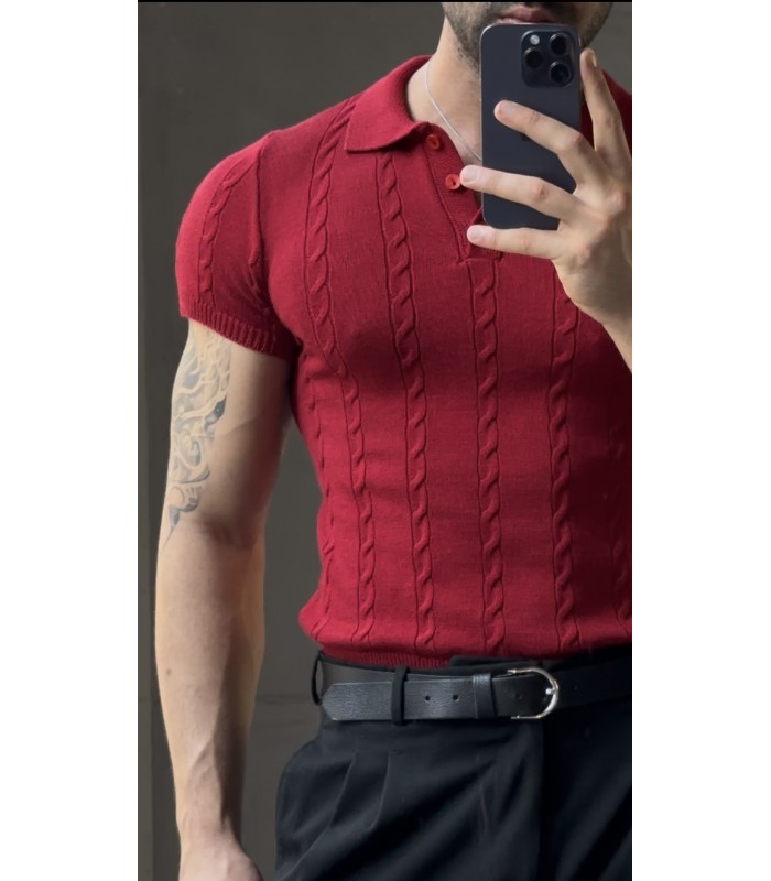 POLO YAKA ÖZEL NAKIŞ DESEN DETAYLI TİRKO TSHIRT