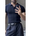 POLO YAKA ÖZEL NAKIŞ DESEN DETAYLI TİRKO TSHIRT
