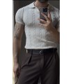 POLO YAKA ÖZEL NAKIŞ DESEN DETAYLI TİRKO TSHIRT