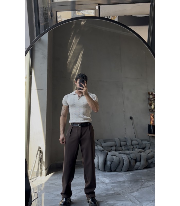 POLO YAKA ÖZEL NAKIŞ DESEN DETAYLI TİRKO TSHIRT