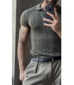 POLO YAKA ÖZEL NAKIŞ DESEN DETAYLI TİRKO TSHIRT