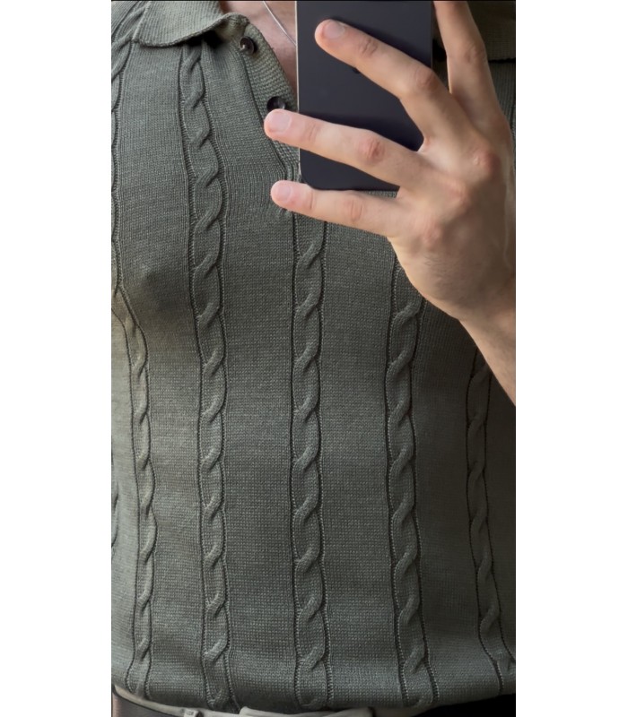 POLO YAKA ÖZEL NAKIŞ DESEN DETAYLI TİRKO TSHIRT