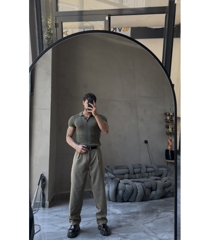 POLO YAKA ÖZEL NAKIŞ DESEN DETAYLI TİRKO TSHIRT