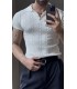 POLO YAKA ÖZEL NAKIŞ DESEN DETAYLI TİRKO TSHIRT