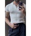 POLO YAKA ÖZEL NAKIŞ DESEN DETAYLI TİRKO TSHIRT