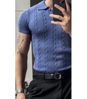 POLO YAKA ÖZEL NAKIŞ DESEN DETAYLI TİRKO TSHIRT