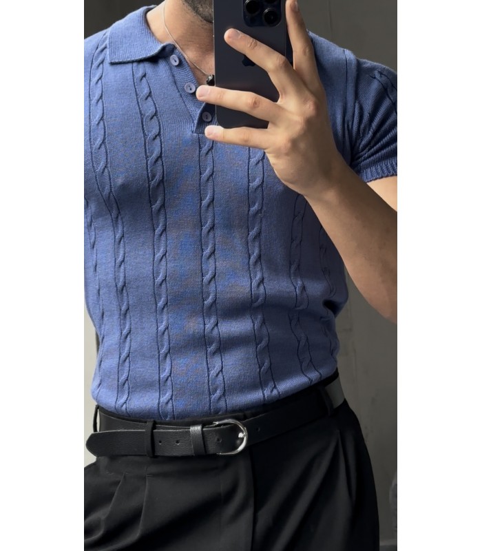 POLO YAKA ÖZEL NAKIŞ DESEN DETAYLI TİRKO TSHIRT