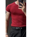 BİSİKLET YAKA ÖZEL  DESEN DETAYLI TİRKO TSHIRT