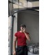 BİSİKLET YAKA ÖZEL  DESEN DETAYLI TİRKO TSHIRT