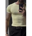 BİSİKLET YAKA ÖZEL  DESEN DETAYLI TİRKO TSHIRT