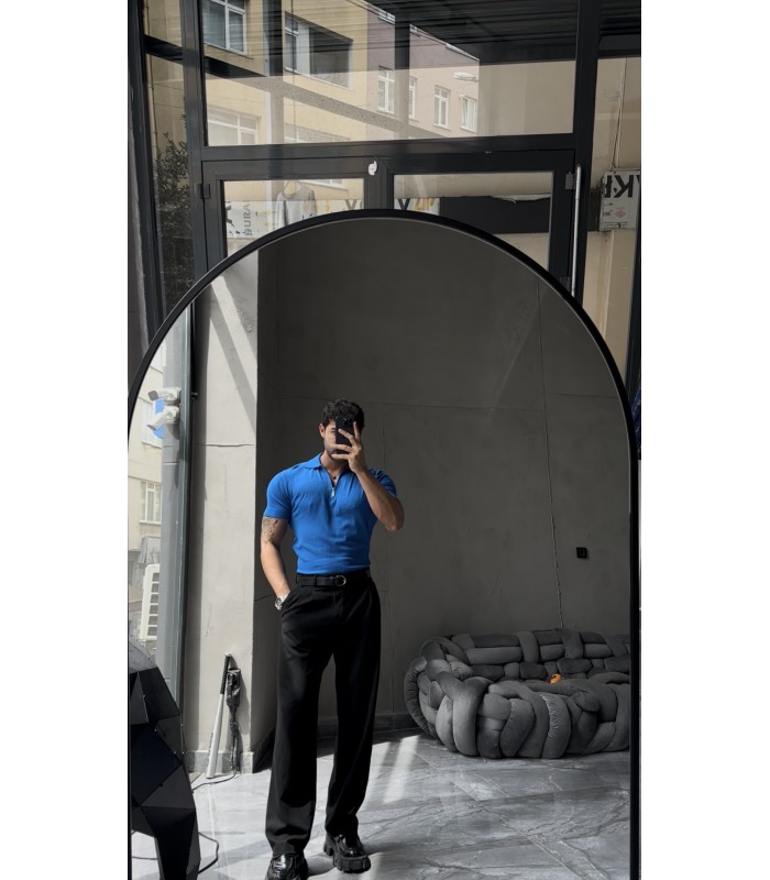 ÖZEL KUMAŞ LİKRALI YAKA FERMUAR DETAYLI TSHIRT