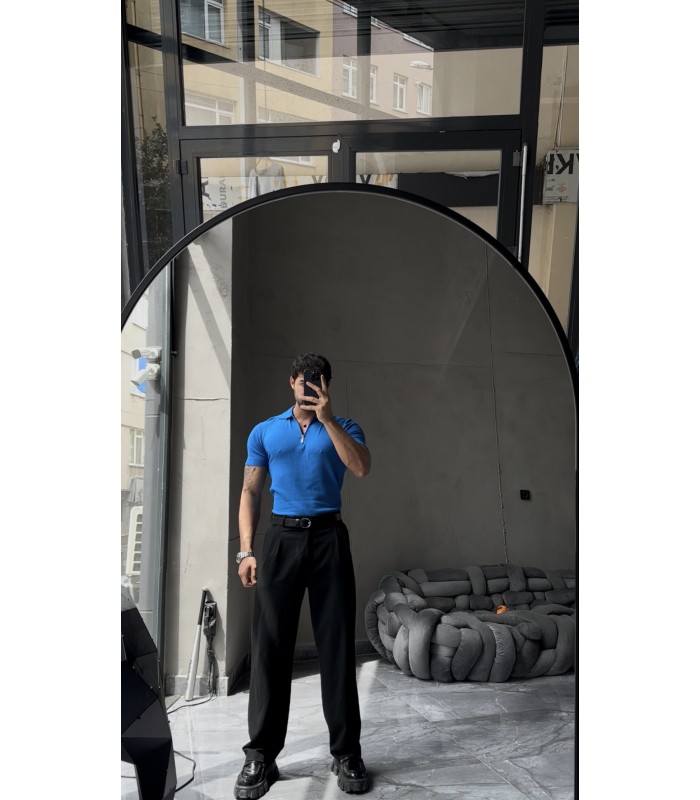 ÖZEL KUMAŞ LİKRALI YAKA FERMUAR DETAYLI TSHIRT