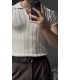 LİKRALI YAKA FERMUAR ÖZEL DESEN DETAYLI TSHIRT