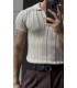 LİKRALI YAKA FERMUAR ÖZEL DESEN DETAYLI TSHIRT