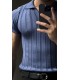 LİKRALI YAKA FERMUAR ÖZEL DESEN DETAYLI TSHIRT