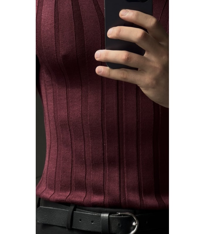 LİKRALI YAKA FERMUAR ÖZEL DESEN DETAYLI TSHIRT