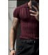 LİKRALI YAKA FERMUAR ÖZEL DESEN DETAYLI TSHIRT