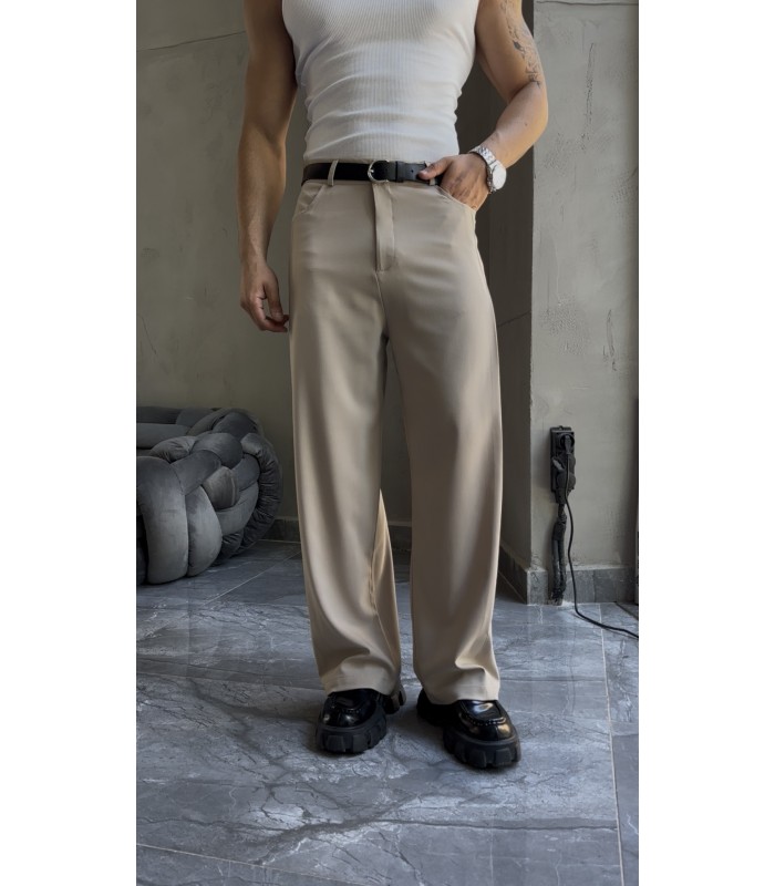 BAGGY YAN ÇİFT DETAYLI KUMAŞ PANTOLON
