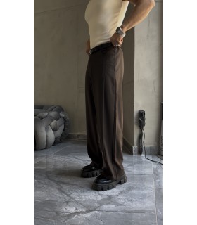 BAGGY YAN ÇİFT DETAYLI KUMAŞ PANTOLON