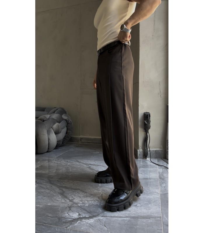 BAGGY YAN ÇİFT DETAYLI KUMAŞ PANTOLON