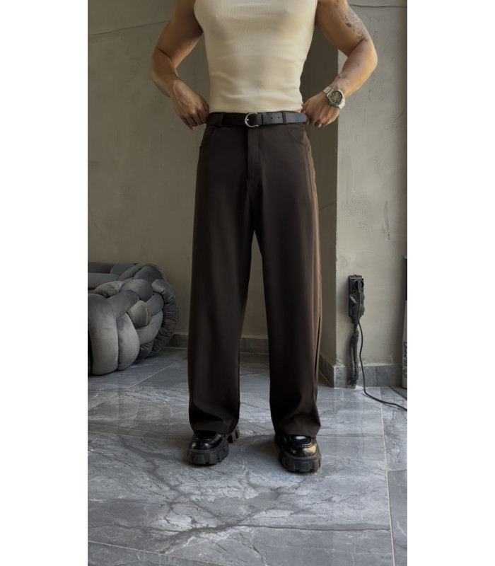 BAGGY YAN ÇİFT DETAYLI KUMAŞ PANTOLON