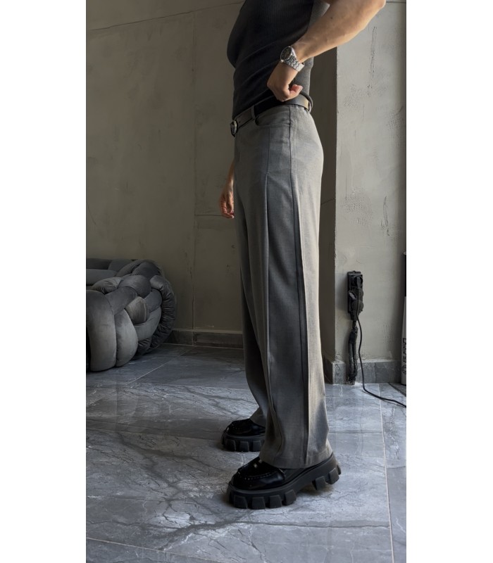 BAGGY YAN ÇİFT DETAYLI KUMAŞ PANTOLON