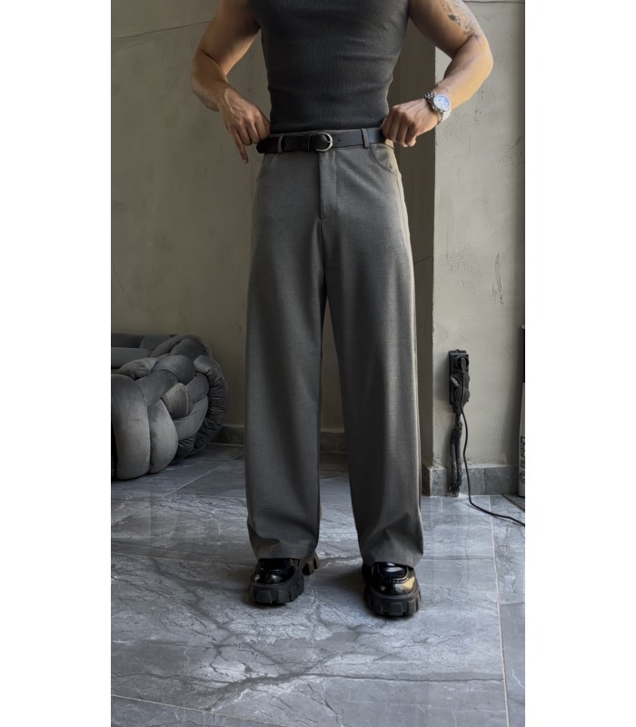 BAGGY YAN ÇİFT DETAYLI KUMAŞ PANTOLON