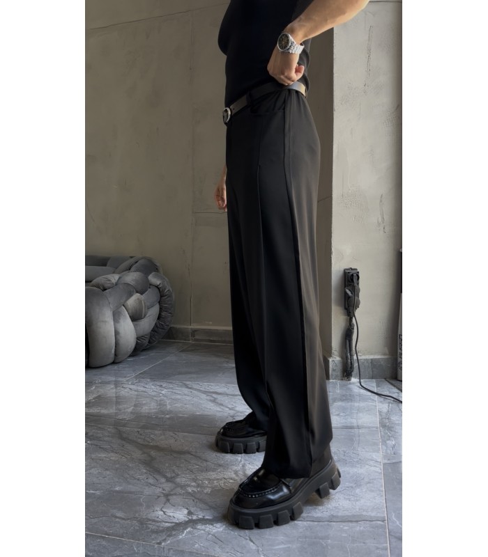 BAGGY YAN ÇİFT DETAYLI KUMAŞ PANTOLON