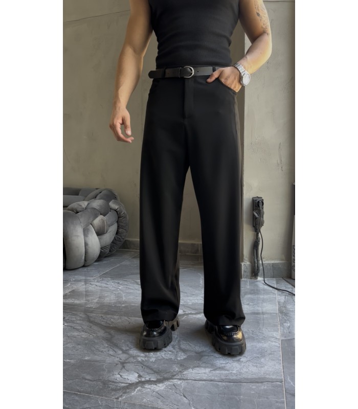 BAGGY YAN ÇİFT DETAYLI KUMAŞ PANTOLON