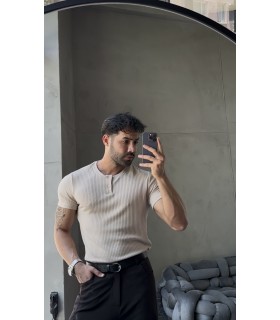 HAKİM YAKA DÜĞME DETAYLI TSHIRT