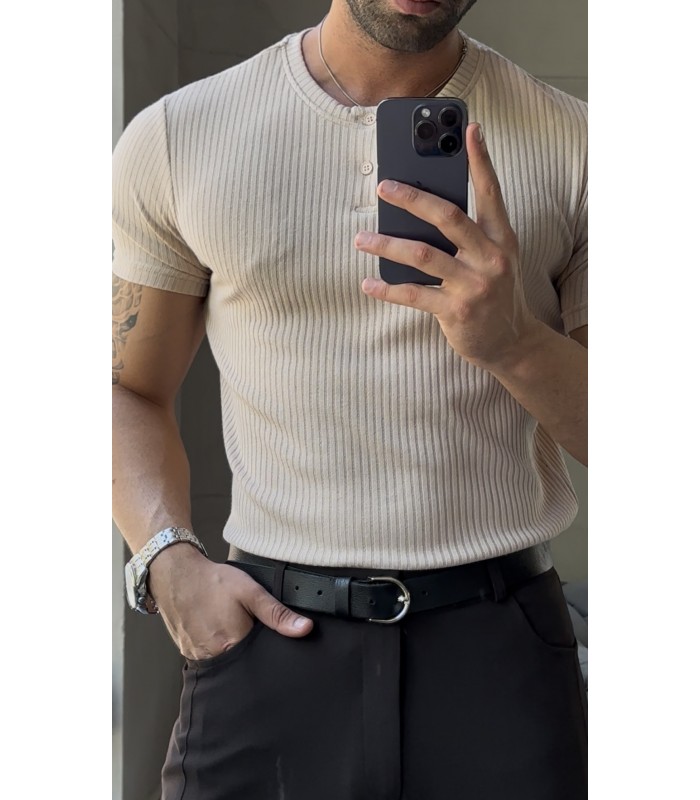 HAKİM YAKA DÜĞME DETAYLI TSHIRT