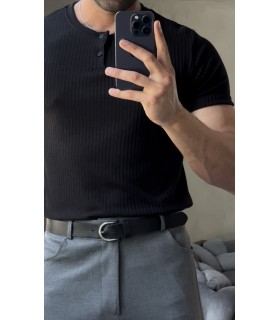 HAKİM YAKA DÜĞME DETAYLI TSHIRT