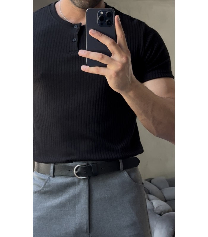 HAKİM YAKA DÜĞME DETAYLI TSHIRT