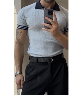 POLO YAKA ÖZEL KUMAŞ İNCE DESEN TSHIRT