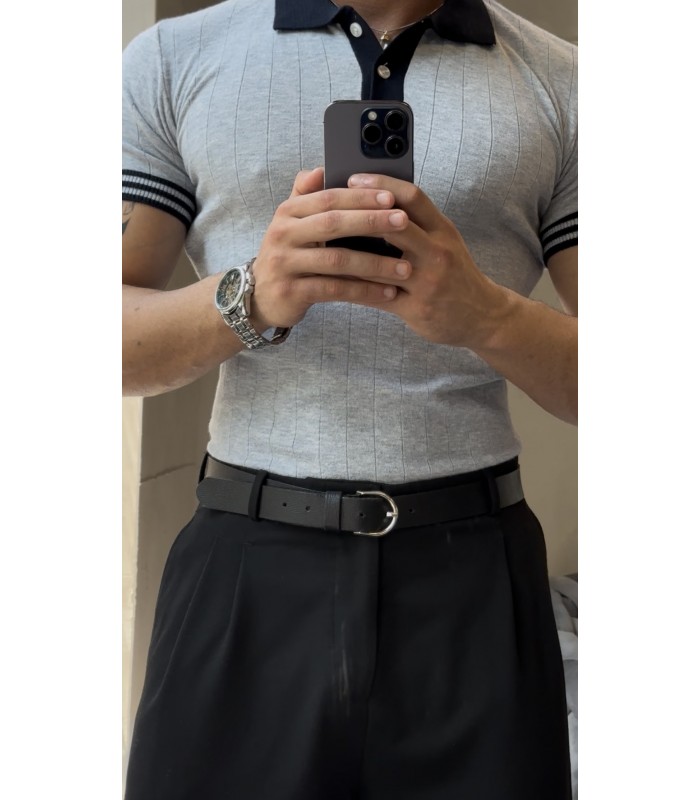 POLO YAKA ÖZEL KUMAŞ İNCE DESEN TSHIRT