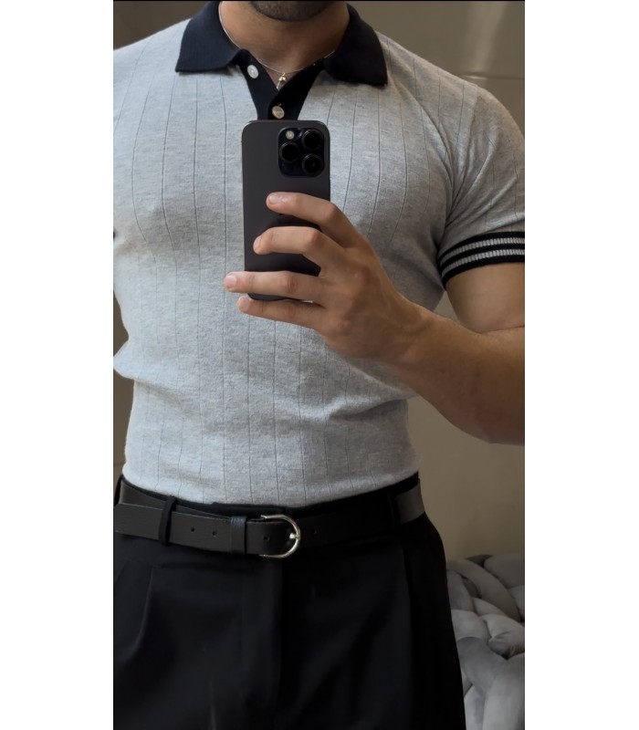 POLO YAKA ÖZEL KUMAŞ İNCE DESEN TSHIRT