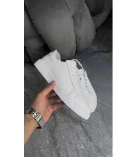 BEYAZ HAKİKİ DERİ BAĞCIKLI SNEAKER