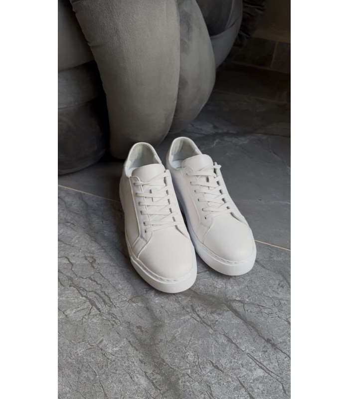 BEYAZ HAKİKİ DERİ BAĞCIKLI SNEAKER