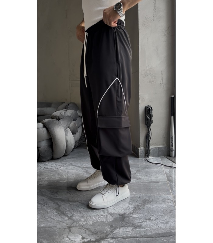 BAGGY YAN CEP DETAYLI PARAŞÜT KUMAŞ EŞOFMAN