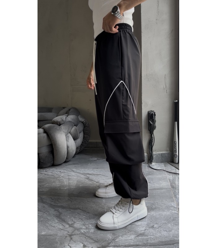 BAGGY YAN CEP DETAYLI PARAŞÜT KUMAŞ EŞOFMAN