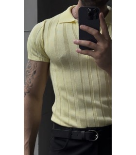 LİKRALI YAKA FERMUAR ÖZEL DESEN DETAYLI TSHIRT