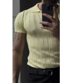 LİKRALI YAKA FERMUAR ÖZEL DESEN DETAYLI TSHIRT