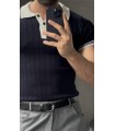POLO YAKA ÖZEL DESEN DETAYLI TSHIRT