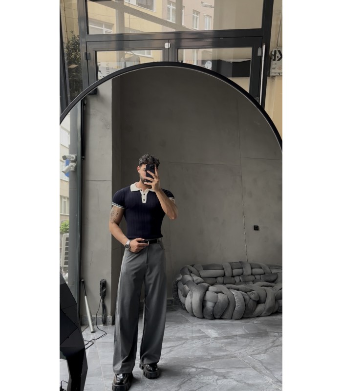 POLO YAKA ÖZEL DESEN DETAYLI TSHIRT
