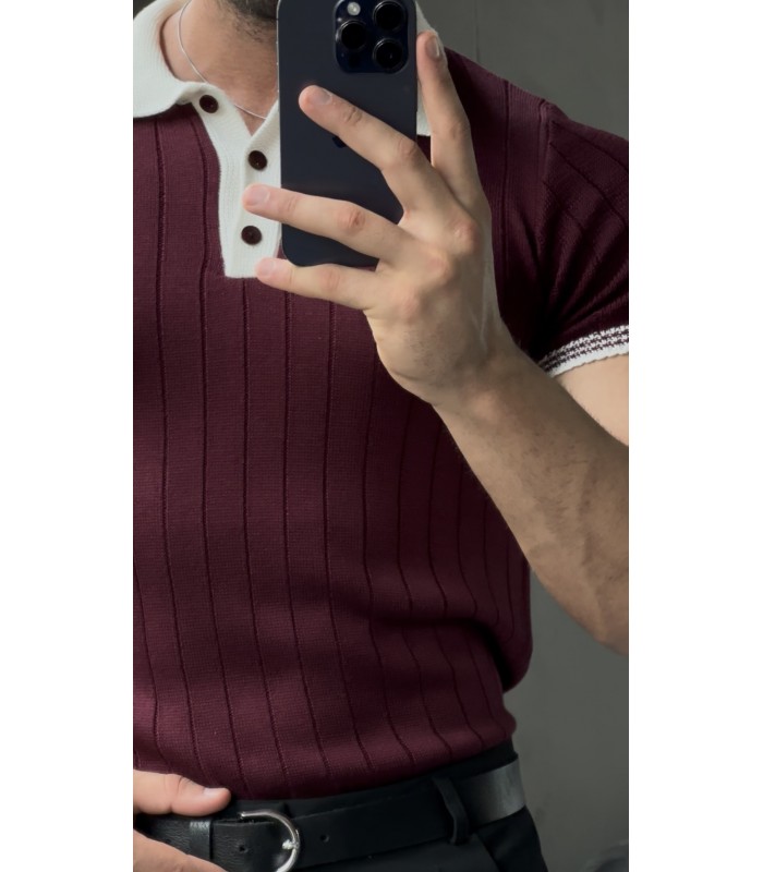 POLO YAKA ÖZEL DESEN DETAYLI TSHIRT