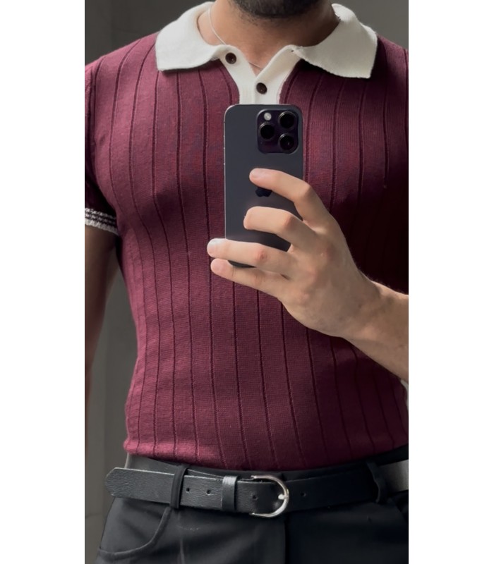 POLO YAKA ÖZEL DESEN DETAYLI TSHIRT